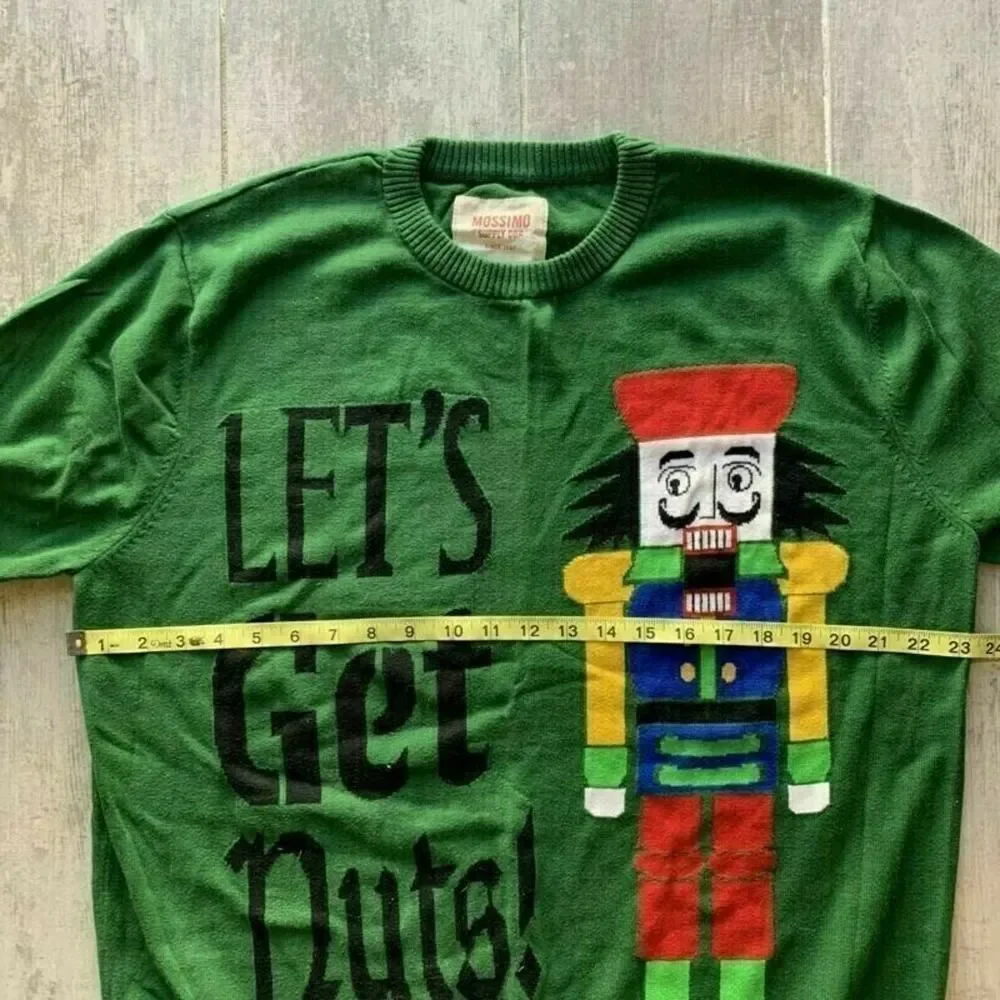 Men's Ugly Christmas Sweater Let's Get Nuts Nutcracker Holiday Party Funny XL